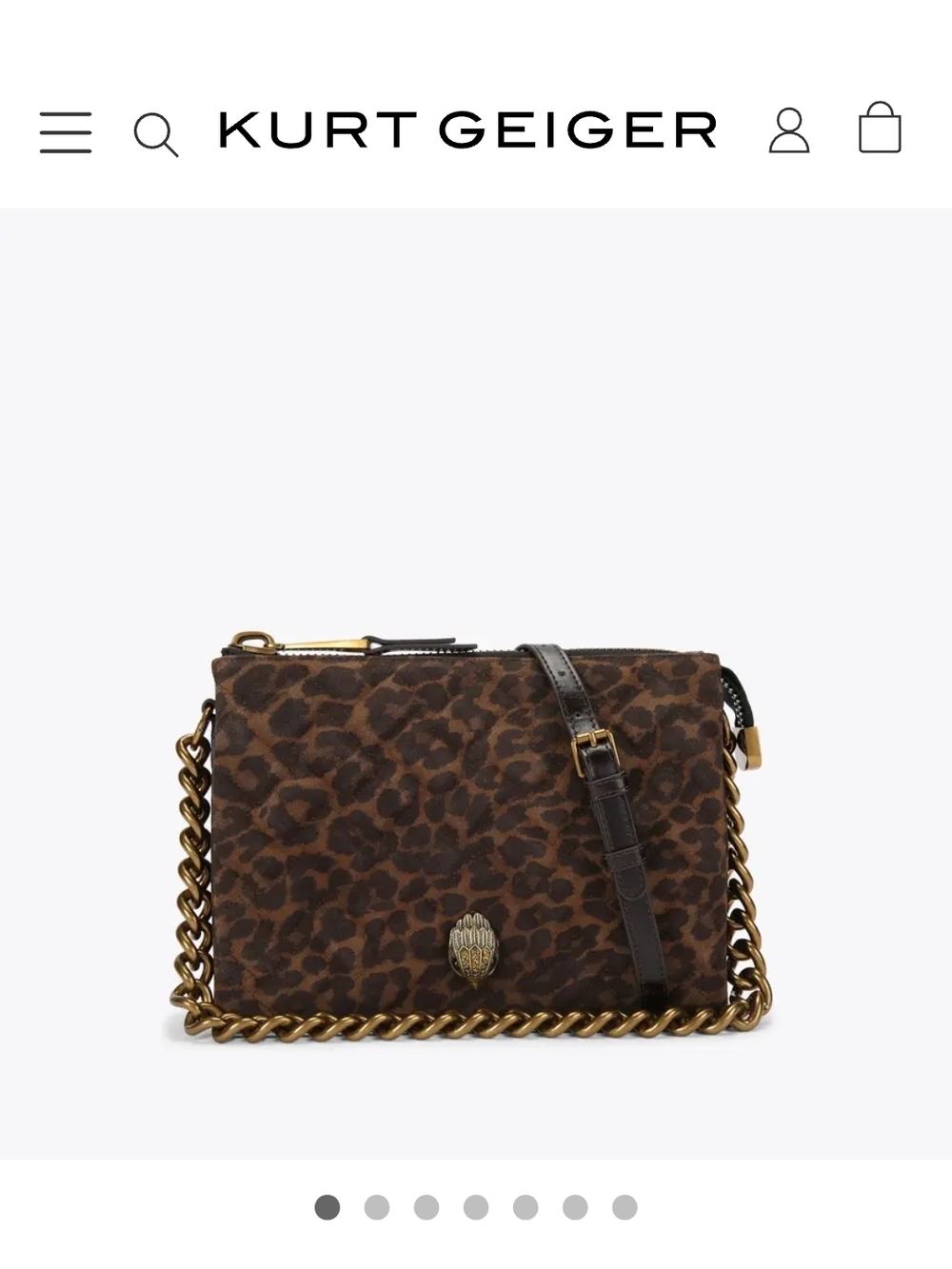 Kurt Geiger Leopard Print Crossbody with Gold Chain